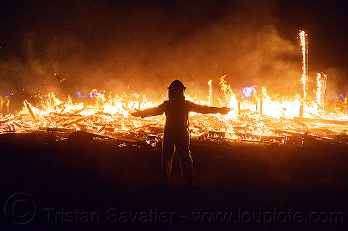 burning man - guarding the fire line, backlight, burning man at night, fire proximity suit, firefighter, helmet, night of the burn, silhouettes, the man