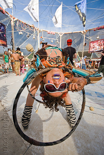 burning man - hooper bending backward, ahni radvanyi, bending backward, hula hoop, hula hooper, hula hooping, mini hoops, sunglasses, woman