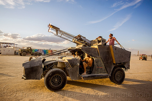 burning man - humvee art car with fire canon, burning man art cars, fire, hmmwv, humvee, mutant vehicles, unidentified art car