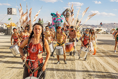 burning man - jia ling chang - drum leader - mazu marching band, brazilian drums, drummers, marching band, mazu camp, samba reggae