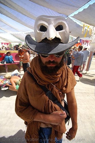 burning man - jon, hat, man, mask