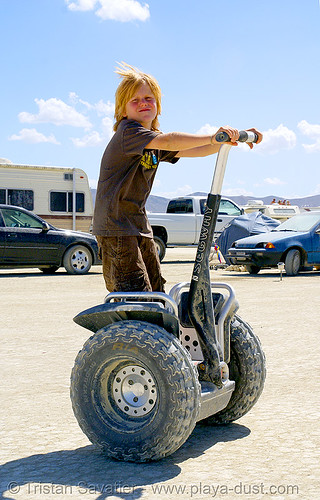 burning man - kid on offroad segway, child, kid, segway x2