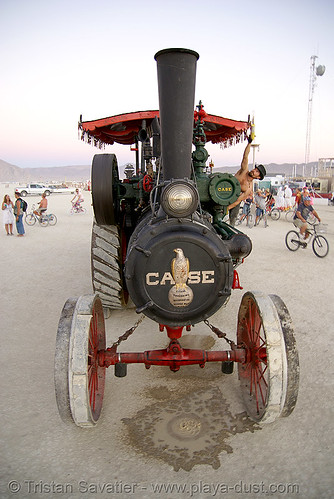burning man - kinetic steam works' case traction engine hortense - front view, art car, burning man art cars, mutant vehicles, steam engine, steam tractor, steampunk