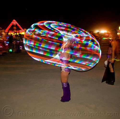 burning man - led hoop, burning man at night, hula hoop, hula hooper, led hoop, led light, light hoop, tammy firefly, woman