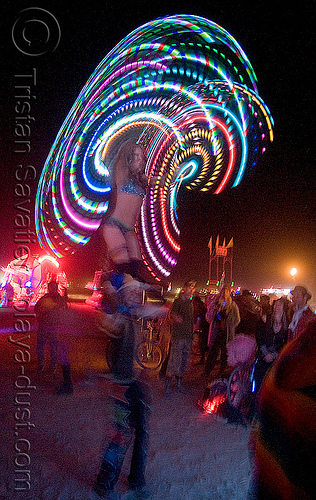 burning man - light hula hooper, burning man at night, glowing, hooper, hula hoop, led hoop, led lights, light hoop, woman