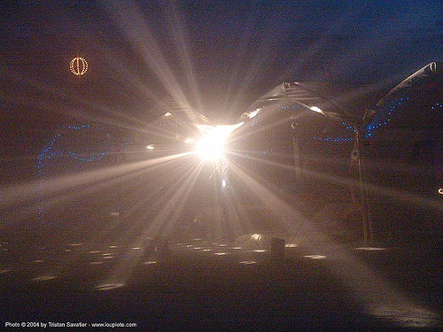 burning man - light in the dust at night, burning man at night