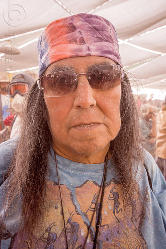 burning man - native american man at center camp, dusty, indigenous, man, native american, sunglasses