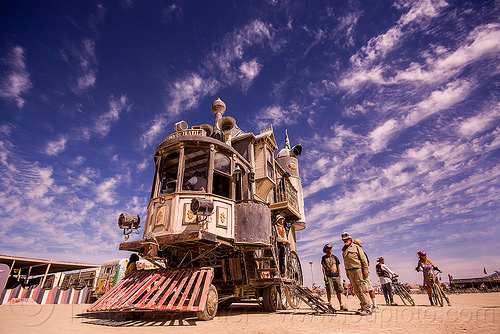 burning man - neverwas haul, art car, burning man art cars, clouds, mutant vehicles, neverwas haul, steampunk, victorian