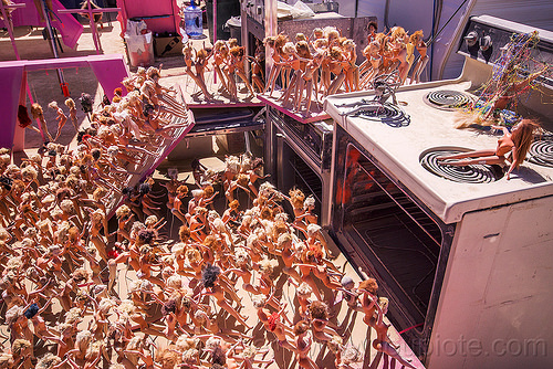 burning man - ovens at the barbie death camp, barbie death camp, barbie dolls, ovens