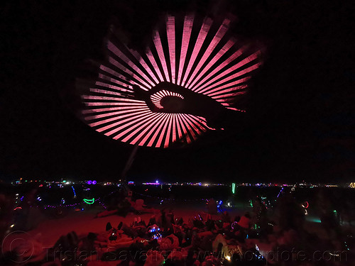 burning man - paraluna, art installation, burning man at night, glowing, led, paraluna