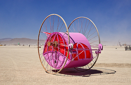 burning man - pendulum art car, burning man art cars, mutant vehicles, pendulum, pink, unidentified art car