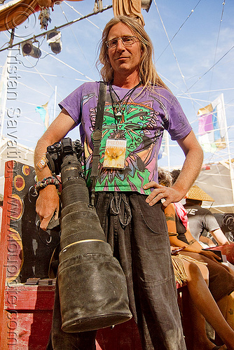 burning man - photographer with huge telephoto lens - matt scherzinger, film camera, heavy, man, matt scherzinger, photographer, telephoto lens