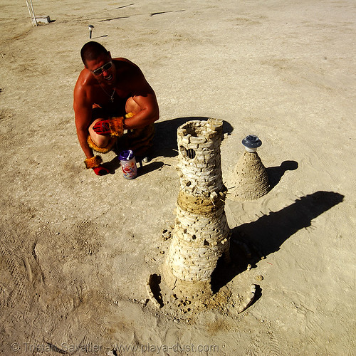 burning man - playa ruins, art installation, playa ruins, stone tower