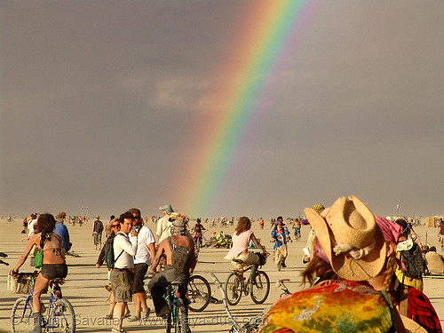 burning man - rainbow over the playa, rainbow
