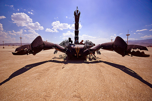 burning man - scorpion art car, burning man art cars, claws, mutant vehicles, scorpion art car, tail