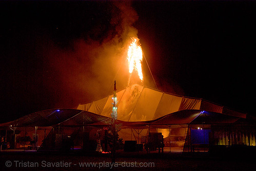 burning man set on fire early due to arson - burning man 2007, burning man, early burn, fire, first burn, first man, man burns early, night of the burn, the man