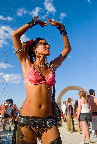 burning man - shay dancing near the dna activation gate, attire, burning man outfit, dna activation gate, dna activation portal, dns activation, shay, woman