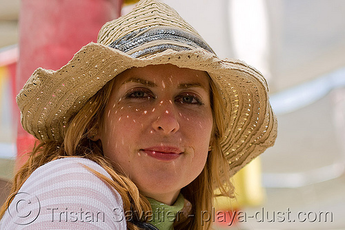 burning man - shaye, shaye, straw hat, woman