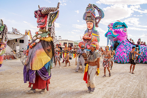 burning man - 順風耳 - shunfeng er - mazu procession, burning man art cars, chinese dragon art car, giant puppet, mazu camp, mutant vehicles, sculpture, shunfeng er, 順風耳