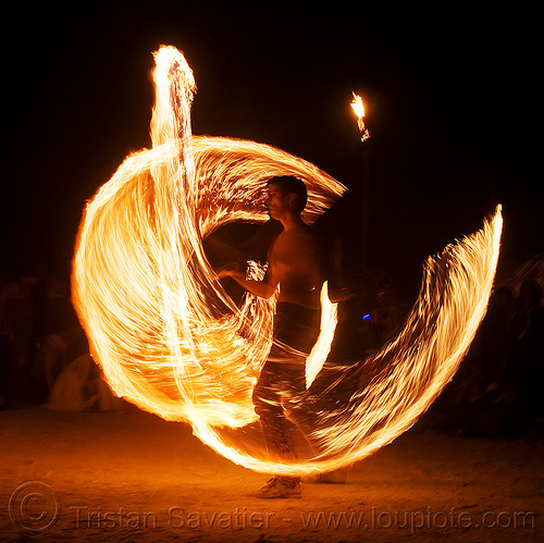 burning man - spinning fire ropes, burning man at night, fire dancing, fire performer, fire spinning, rire rope, spinning fire