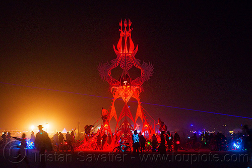 burning man - star seed, burning man at night, glowing, laser, sculpture, star seed