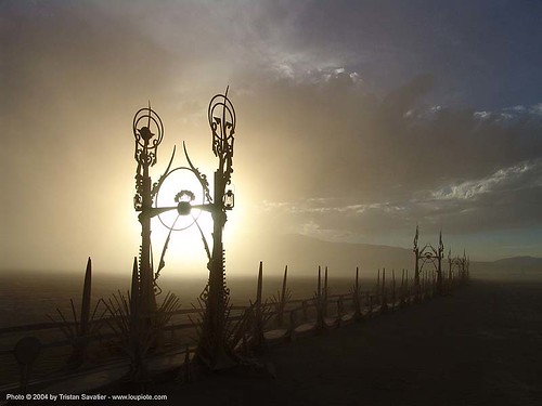 burning man - sunset - dusk - temple, backlight, burning man temple, clouds, dusk, sun, sunset