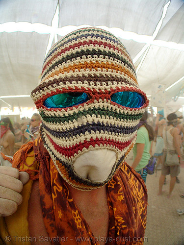burning man - surviving the dust storm in center camp, attire, burning man outfit, dust storm, sunglasses