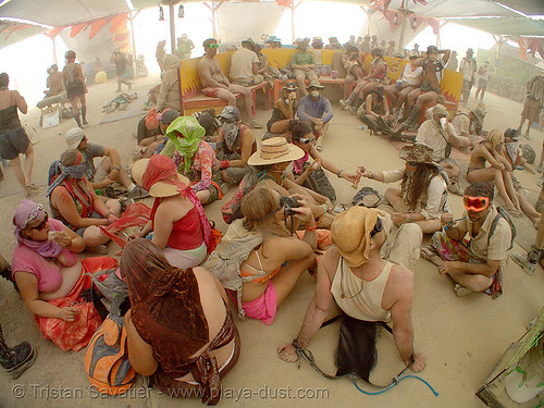 burning man - surviving the dust storm in center camp, dust storm, playa dust, whiteout