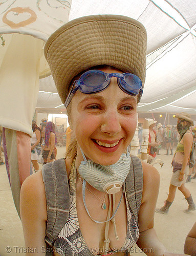 burning man - surviving the dust storm in center camp, attire, burning man outfit, dust storm, woman