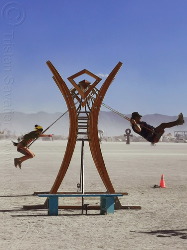 burning man - swing, art installation, burning man logo, swing
