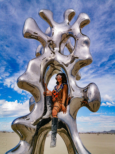 burning man - talking heads, art installation, chrome, oleg lobykin, sculpture, shiny, talking heads