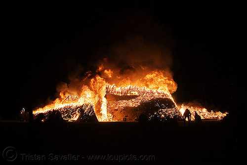 burning man - temple burning, burning man at night, burning man temple, fire, temple of flux, wood