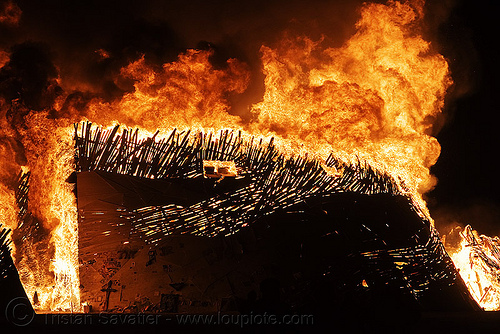 burning man - temple burning, burning man at night, burning man temple, fire, temple of flux, wood