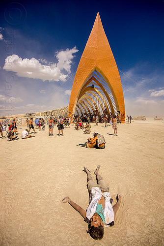 burning man - temple of promise, arch, architecture, laying down, man, temple of promise, vault