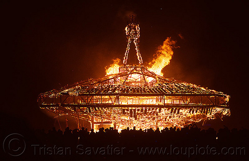 burning man - the burn, burning man at night, fire, night of the burn, the man