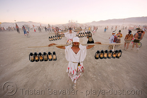 burning man - the lamplighters, lamplighters, march, petrol lanterns, poles