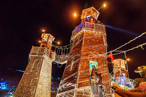 burning man - the lighthouse, art installation, black rock lighthouse, burning man at night, light house