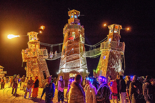 burning man - the lighthouse, art installation, black rock lighthouse, light house, night