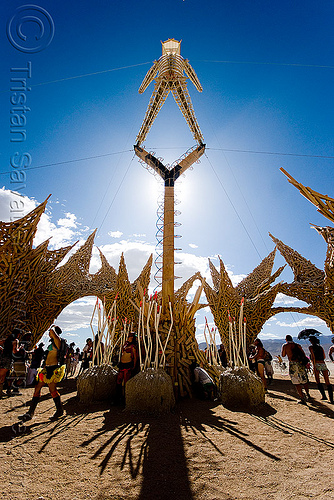 burning man - the man, backlight, cables, the man