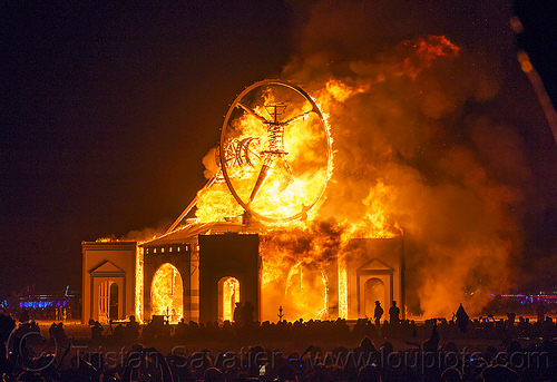 burning man - the man ablaze - vitruvian man, burning man at night, fire, night of the burn, the man, vitruvian man