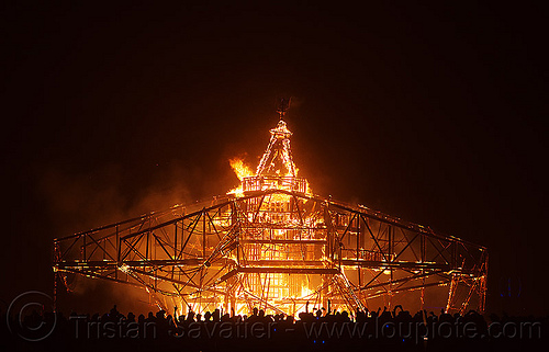 burning man - the man is burning, burning man at night, fire, night of the burn, the man