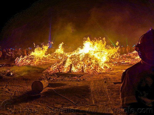 burning man - the man's burn, burning man at night