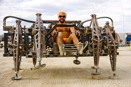 burning man - the mondo spider - walking machine, art car, biomimicry, burning man art cars, driver, mechanical spider, motorized spider, mutant vehicles, walker, walking machine