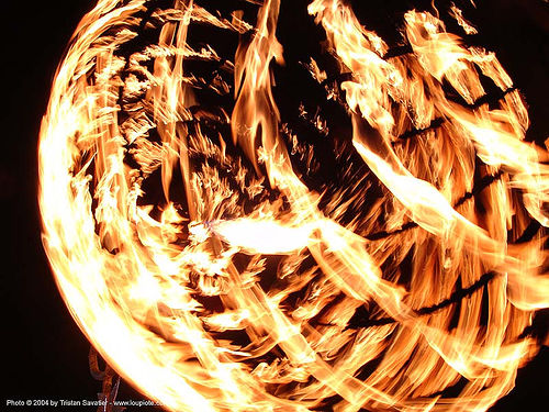 burning man - the seven sisters by the flaming lotus girls, art installation, burning man at night, fire, flaming lotus