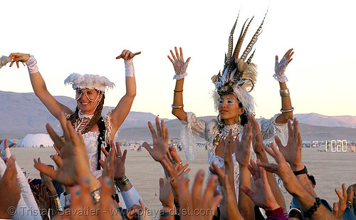 burning man - the silent white procession, dawn, pema, white morning