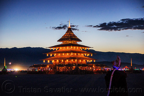 burning man - the temple at dusk, burning man temple, dusk