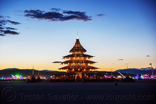 burning man - the temple at dusk, burning man temple, dusk