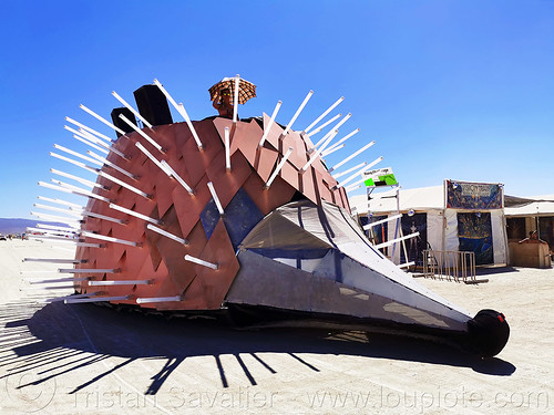 burning man - traveling edgehog art car, burning man art cars, edgehog art car, mutant vehicles