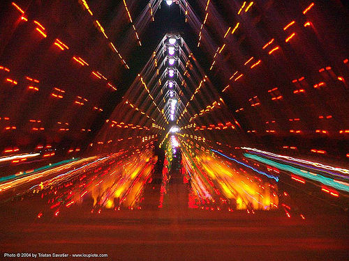 burning man - tunnel of light, art installation, burning man at night