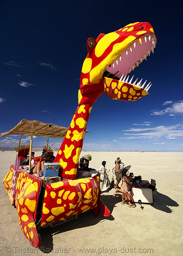 burning man - ungabungasaurus the dinosaur art car, art car, burning man art cars, dinosaur, mutant vehicles, red, saurus, unga bunga, ungabungasaurus, yellow